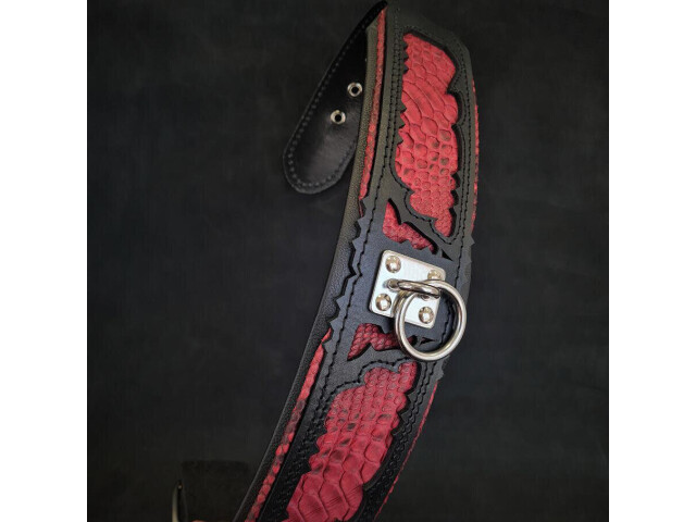 Bestia Zgarda Red Dragon, Piele Naturala, M, Negru