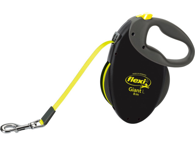 Flexi Lesa Giant, Banda, L: 8 m/50 kg, Negru/ Galben Neon, 20929