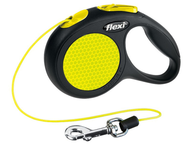 Flexi Lesa Neon, Snur, XS: 3 m/8 kg, Negru/Galben Neon, 20910