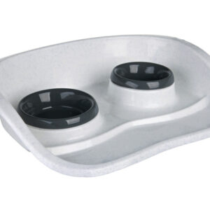 Trixie Set 2 Castroane Cu Suport, Plastic, 0.25 l/ 9 cm & 0.3 l/ 11 cm/46x11x30 cm, Diverse Culori, 24721