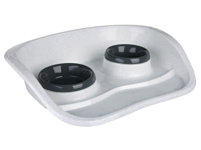 Trixie Set 2 Castroane Cu Suport, Plastic, 0.25 l/ 9 cm & 0.3 l/ 11 cm/46x11x30 cm, Diverse Culori, 24721