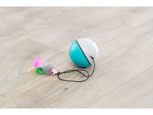 Trixie Jucarie Pentru Pisici, Turbinio Minge Cu Motor Si Soarece Pe Banda Elastica, 9 cm, 4564 - imagine 3