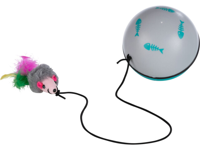 Trixie Jucarie Pentru Pisici, Turbinio Minge Cu Motor Si Soarece Pe Banda Elastica, 9 cm, 4564 - imagine 4