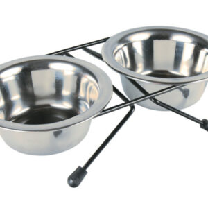 Trixie Set 2 Castroane Inox Cu Suport Metalic, 2x0.2 l/11 cm/24x6x14 cm, 24830