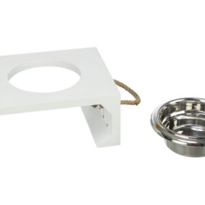 Trixie Set 2 Castroane Inox Cu Suport Lemn MDF, Be Nordic, 2x0.4 l/14 cm/38x18x10 cm, Alb, 24835