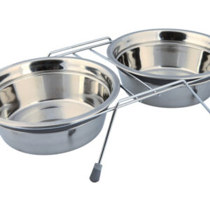 Trixie Set 2 Castroane Inox Cu Suport Metalic, 2x1.5 l/21 cm/44x10x23 cm, 25233