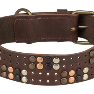 Trixie Zgarda Piele cu Nituri Rustice, L, 47-54 cm/40 mm, Maro, 18975