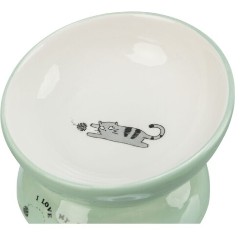 Trixie Castron Ceramic Pentru Pisici, Ridicat, Forma Ergonomica, 0.15 l/ø 13 cm, Verde Salvie/Alb, 24470