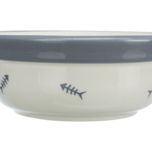 Trixie Set 2 Castroane Ceramice Cu Suport Metalic, 2x0.3 l/12 cm/26x7x14 cm, Alb/Albastru-Gri, 24790