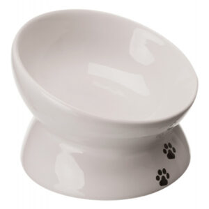 Trixie Castron Ceramic, Ridicat, Forma Ergonomica, 0.15 l/ 13 cm, Alb, 24798