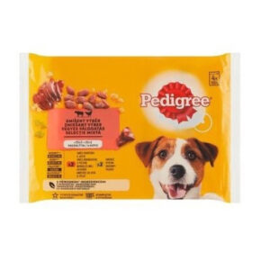 Pedigree Hrana Umeda Pentru Caini, Pedigree Adult, Vita/Ficat/Pasare, 4x100 g