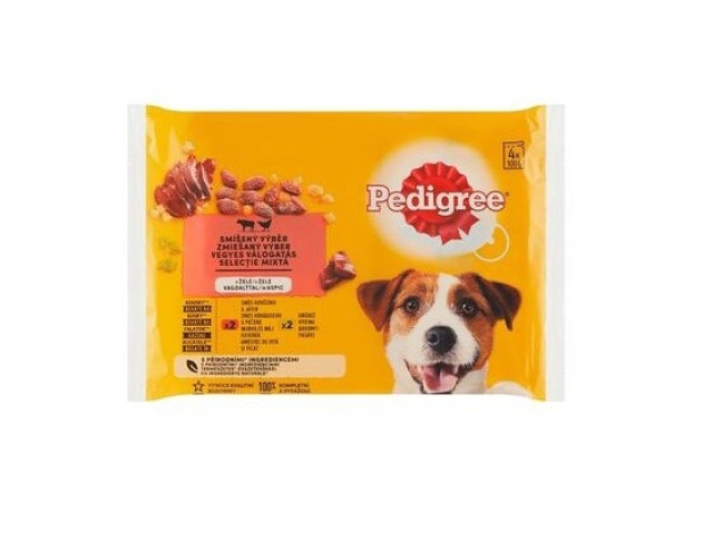 Pedigree Hrana Umeda Pentru Caini, Pedigree Adult, Vita/Ficat/Pasare, 4x100 g