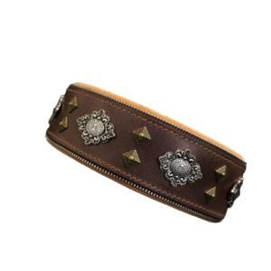 Bestia Zgarda Aztec, Piele Naturala, M, Maro, AZ2MBR1