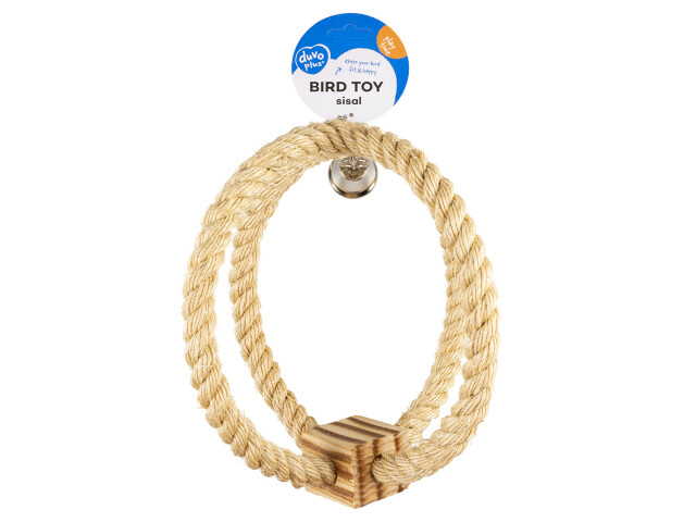 duvoplus Jucarie Pentru Pasari, Coarda Din Sisal Cu Cub De Lemn Si Clopotel, 33x22x22cm, L13563