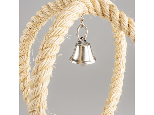 duvoplus Jucarie Pentru Pasari, Coarda Din Sisal Cu Cub De Lemn Si Clopotel, 33x22x22cm, L13563 - imagine 4