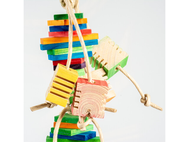 duvoplus Jucarie Pentru Pasari, Pandativ Din Lemn Si Hartie, Multicolor,15x15x53cm, L14891 - imagine 3