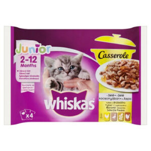 Whiskas Hrana Umeda Pentru Pisici Whiskas Junior Casserole, Selectii De Pasare In Aspic, 4x85 g