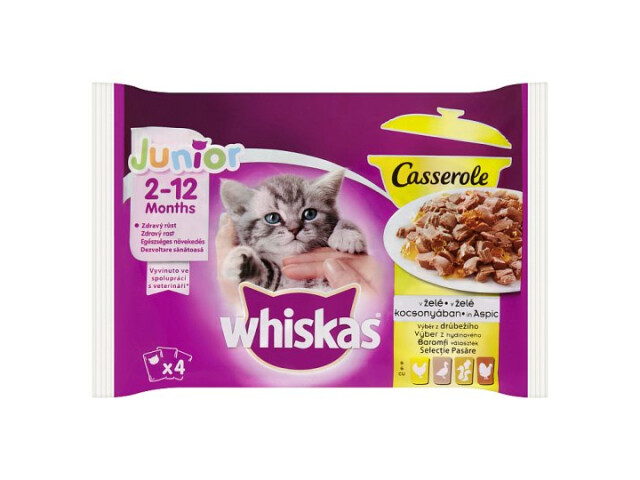 Whiskas Hrana Umeda Pentru Pisici Whiskas Junior Casserole, Selectii De Pasare In Aspic, 4x85 g