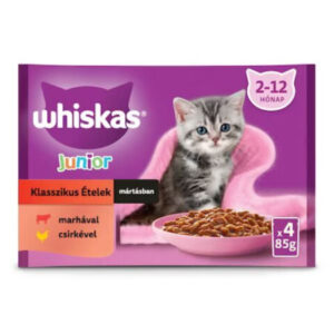 Whiskas Hrana Umeda Pentru Pisici, Whiskas Junior Classic, Vita Si Pui, 4x85 g