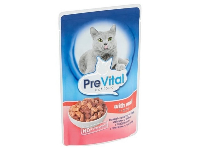 PreVital Hrana Umeda Pentru Pisici, Prevital, Cu Vitel In Sos, 100 g