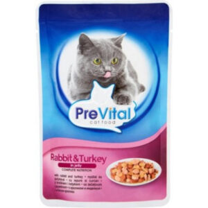 PreVital Hrana Umeda Pentru Pisici, Prevital, Cu Iepure Si Curcan In Jeleu, 100 g