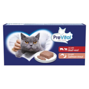 PreVital Hrana Umeda Pentru Pisici, Prevital, Pate Cu Somon/Pastrav/Vita/Vitel, 4x100 g