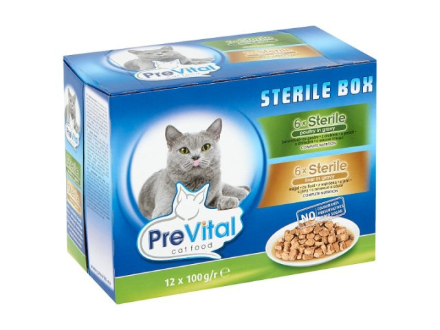 PreVital Hrana Umeda Pentru Pisici, Prevital Sterile Box, 12x100 g
