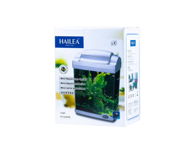 Happet Acvariu Pentru Pesti, Hailea Cu Capac Si Led, FC200, 6.6 l, 22 x 14 x 28 cm, Argintiu, H006