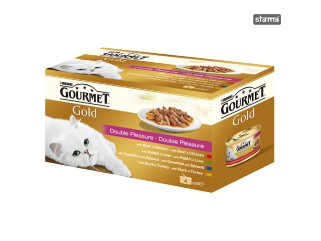 Purina Hrana Umeda Pentru Pisici, Gourmet Gold Double Pleasure, Pate, 4 x 85 g