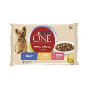 Purina Hrana Umeda Pentru Caini, One Mini/Small Adult, Pui/Vita, 4x100 g