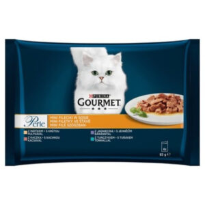 Purina Hrana Umeda Pentru Pisici, Gourmet Perle, Cu Curcan/Ton/Rata/Miel, 4x85 g