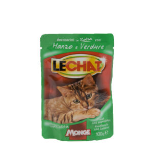 Monge Hrana Umeda Pentru Pisici, LeChat, Cu Vita Si Legume, 100 g