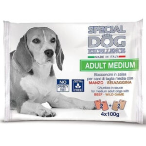 Monge Hrana Umeda Pentru Caini, Special Dog Excellence, Adult Medium, Vita Si Vanat, 4x100 g