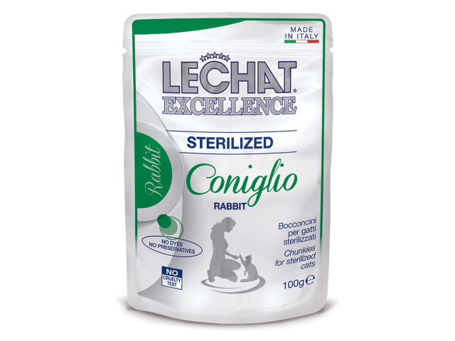 Monge Hrana Umeda Pentru Pisici, LeChat Excellence Steril, Cu Iepure, 100 g