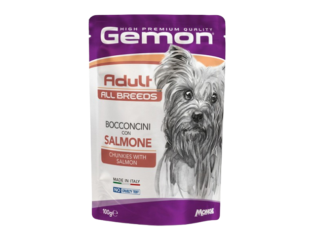 Monge Hrana Umeda Pentru Caini, Gemon Adult, Bocconcini Cu Somon, 100 g