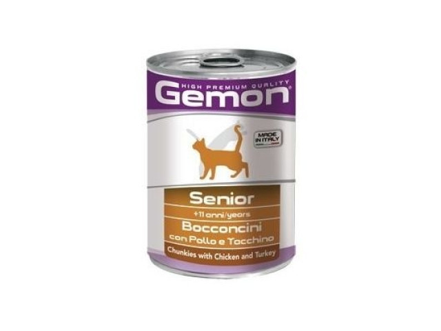 Monge Hrana Umeda Pentru Pisici, Gemon Senior, Cu Pui Si Curcan, 415 g