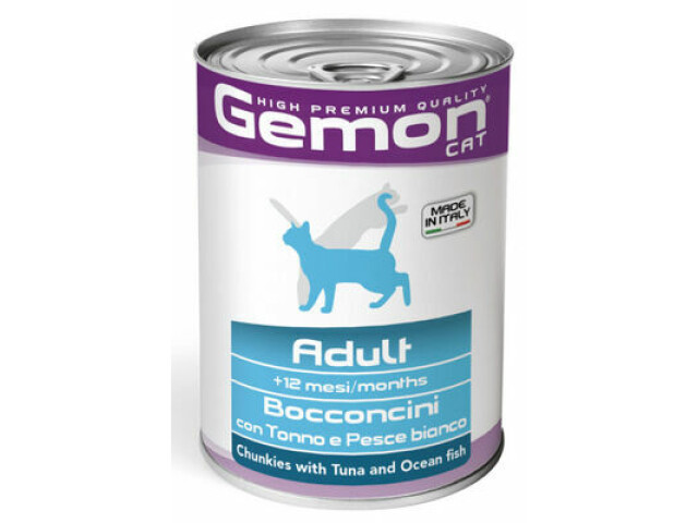 Monge Hrana Umeda Pentru Pisici, Gemon Adult, Cu Ton Si Peste Oceanic, 415 g