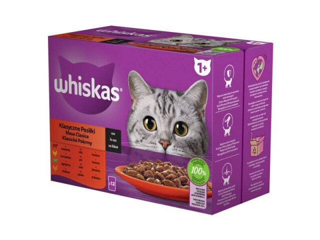 Whiskas Hrana Umeda Pentru Pisici, Whiskas Adult, Mese Clasice In Sos, 12x85 g