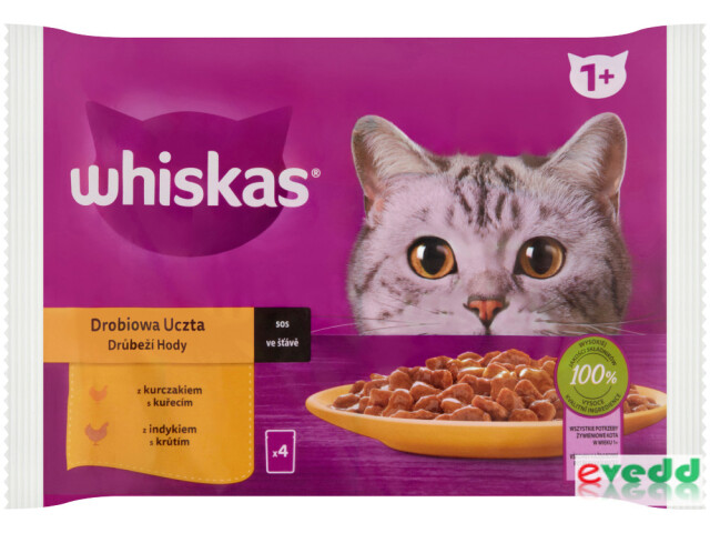 Whiskas Hrana Umeda Pentru Pisici, Whiskas Adult, Selectii Din Carne De Pasare, 4x85 g