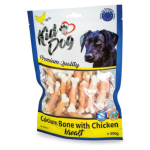 KidDog A(-15%) Recompense Pentru Caini, Oase De Calciu Cu Piept De Pui, 250 g, A04517