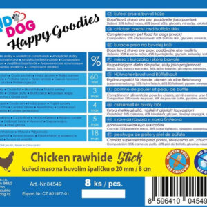 KidDog Recompense Pentru Caini, Mini Rulouri Invelite Cu Piept, 20 mm/8 cm, 250 g, A04549