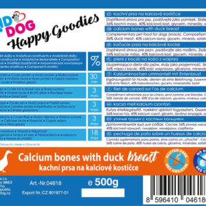 KidDog Recompense Pentru Caini, Oase De Calciu Cu Piept De Rata, 500 g, A04618