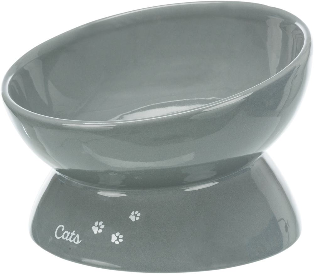 Trixie Castron Ceramic Pentru Pisici, XXL, Ridicat, Forma Ergonomica, 0.35 l/17 cm, Gri, 24805 - imagine 3