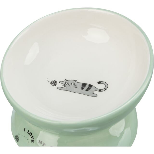 Trixie Castron Ceramic Pentru Pisici, Ridicat, Forma Ergonomica, 0.15 l/ø 13 cm, Verde Salvie/Alb, 24470 - imagine 5