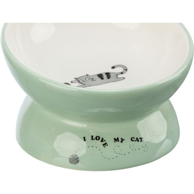 Trixie Castron Ceramic Pentru Pisici, Ridicat, Forma Ergonomica, 0.15 l/ø 13 cm, Verde Salvie/Alb, 24470 - imagine 7