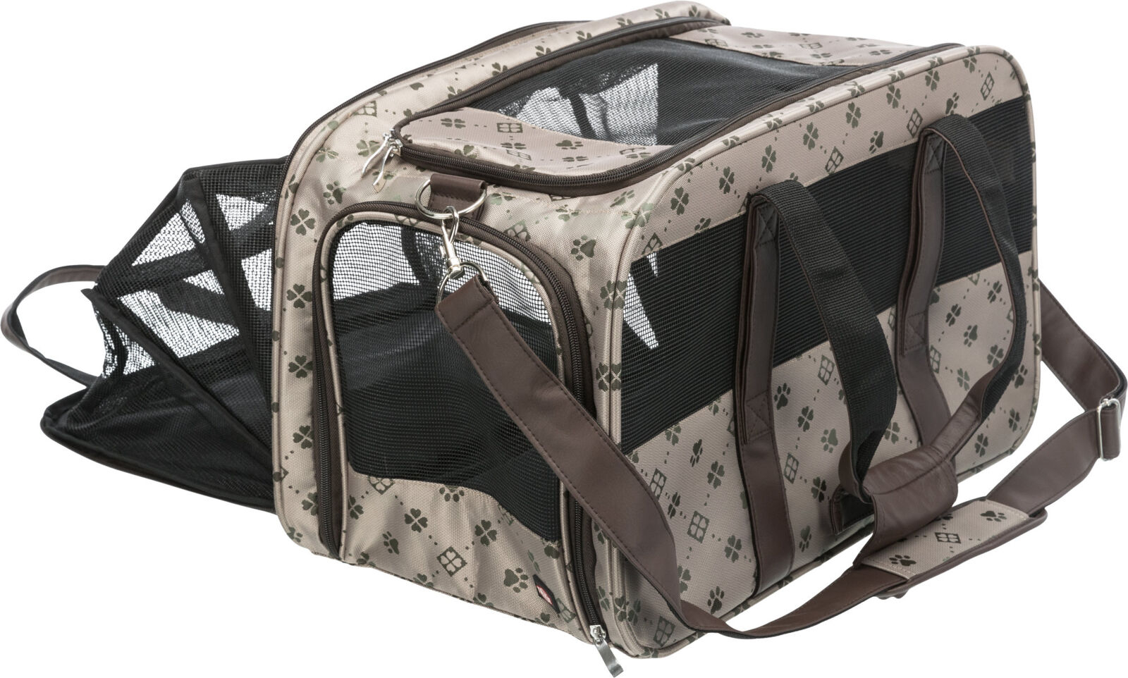 Trixie Geanta De Transport, Maxima, Extensibila, 33x32x54 cm, Pana la 8 kg, Bej/Maro, 28903 - imagine 22
