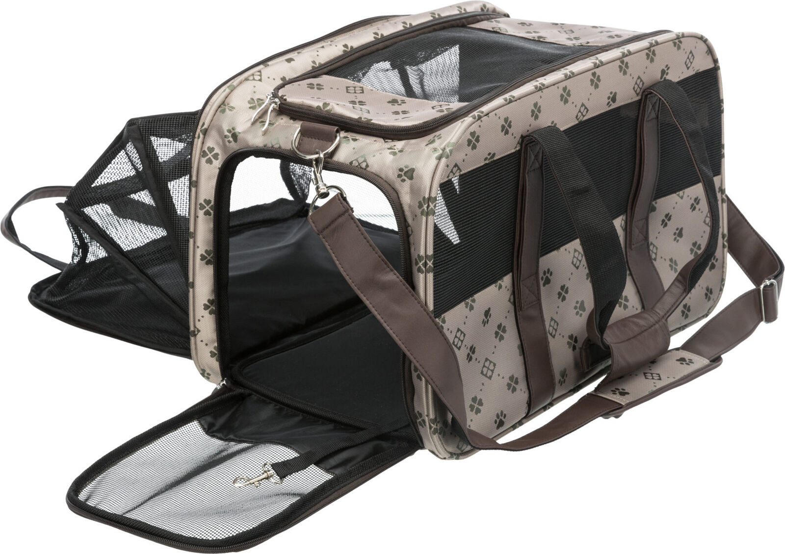 Trixie Geanta De Transport, Maxima, Extensibila, 33x32x54 cm, Pana la 8 kg, Bej/Maro, 28903 - imagine 24