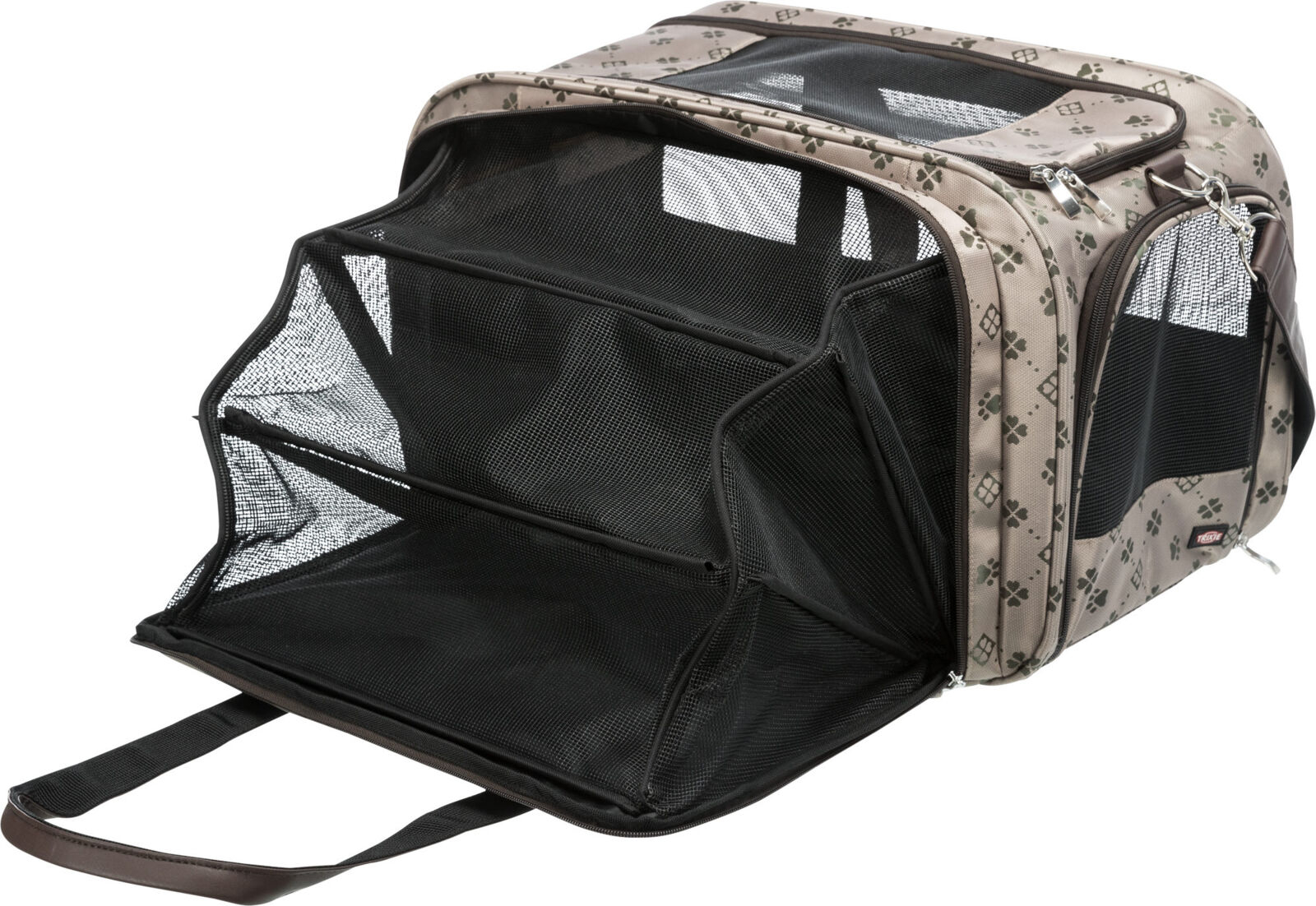 Trixie Geanta De Transport, Maxima, Extensibila, 33x32x54 cm, Pana la 8 kg, Bej/Maro, 28903 - imagine 19