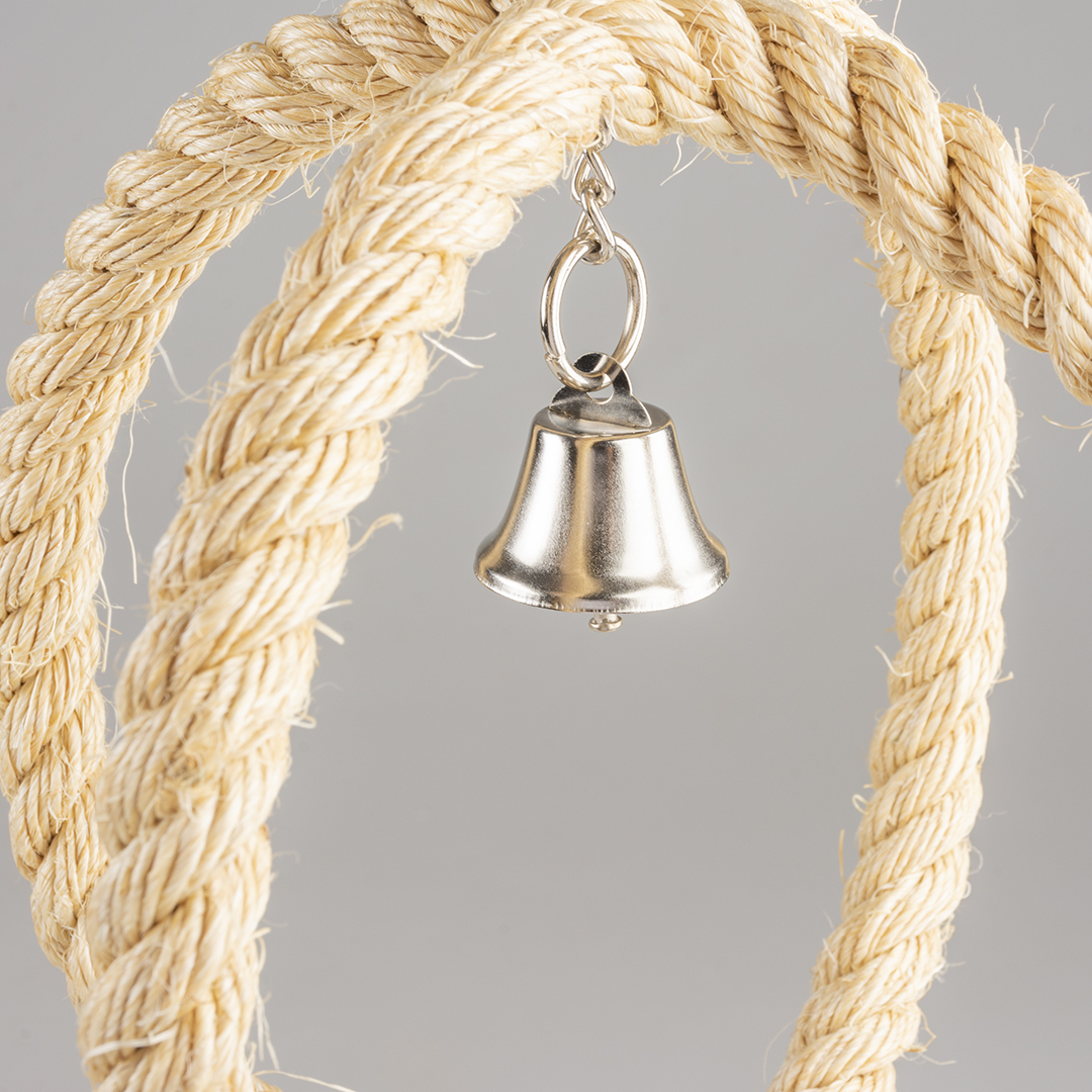 duvoplus Jucarie Pentru Pasari, Coarda Din Sisal Cu Cub De Lemn Si Clopotel, 33x22x22cm, L13563 - imagine 8