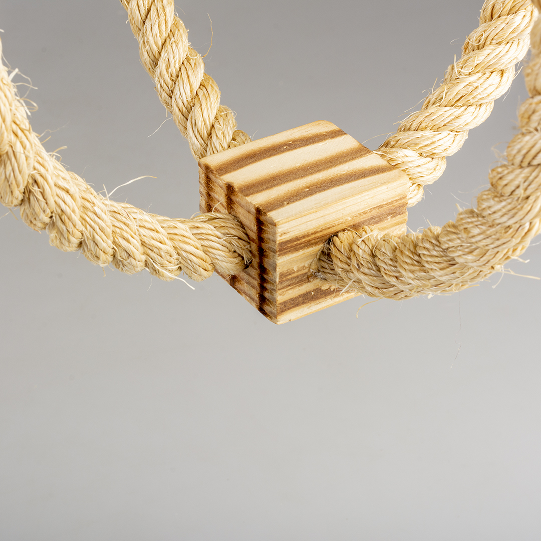 duvoplus Jucarie Pentru Pasari, Coarda Din Sisal Cu Cub De Lemn Si Clopotel, 33x22x22cm, L13563 - imagine 6